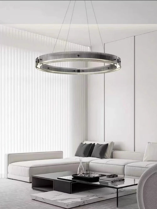 suspension circulaire en verre minimaliste design créatif en aluminium - vue 2 sur 7