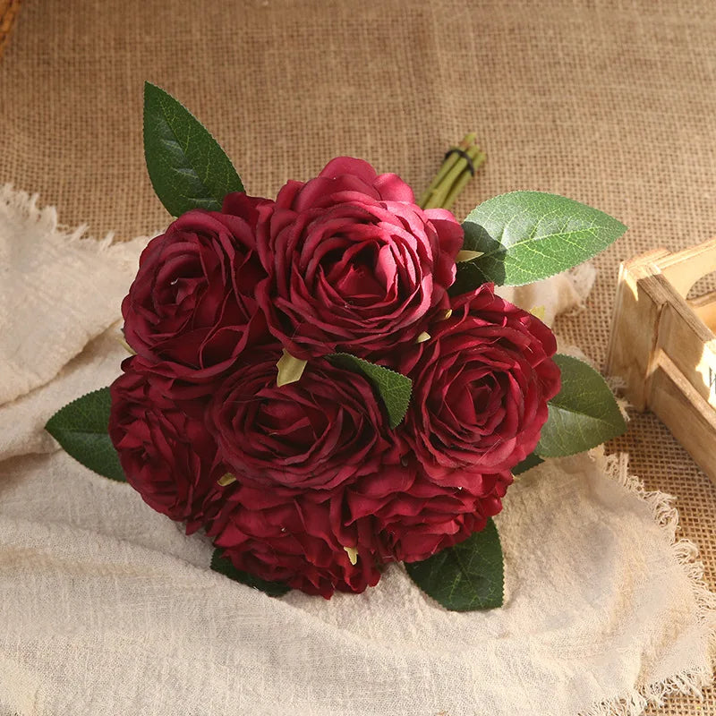 bouquet de roses artificielles décoration intérieure et extérieure fleurs faux - vue 6 sur 18