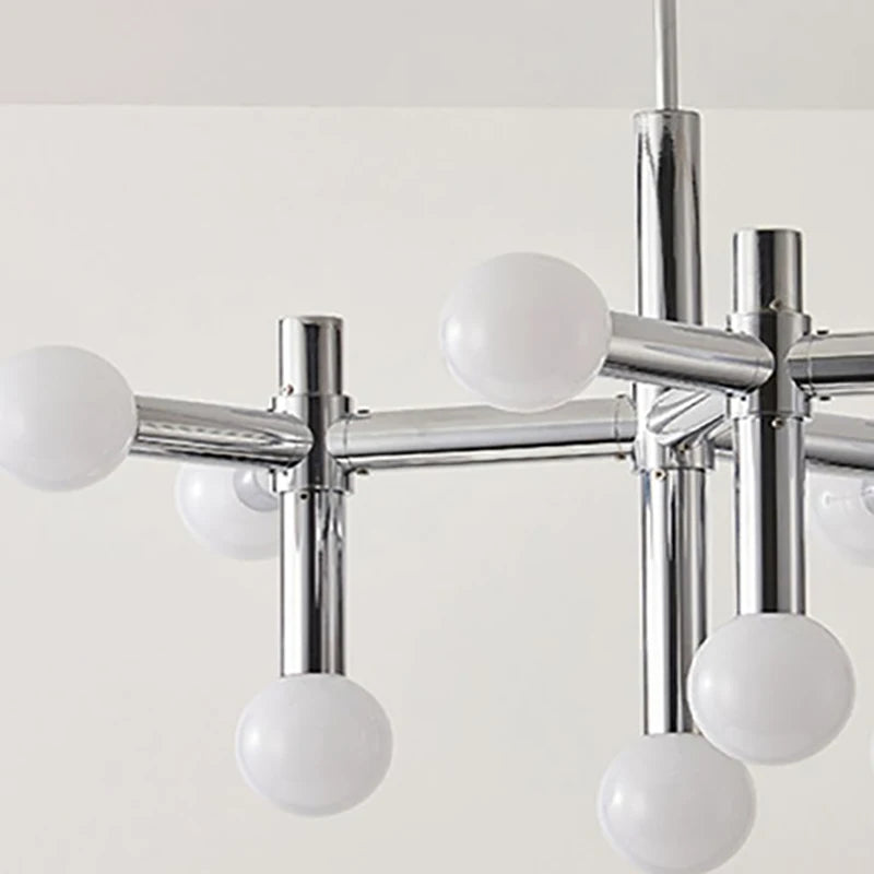 lustre chrome style 	 design art déco métal - vue 6 sur 7