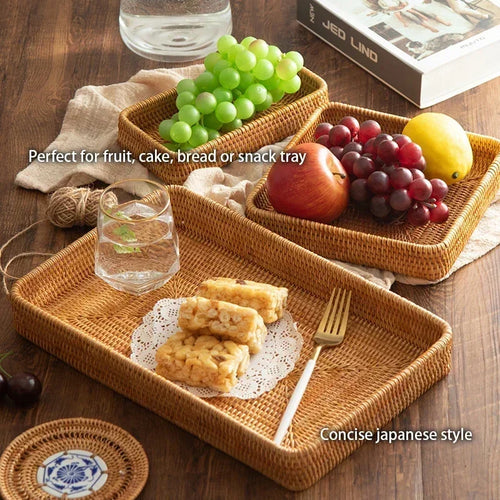 panier de rangement tissé en rotin pour cuisine et pique-nique - vue 7 sur 22