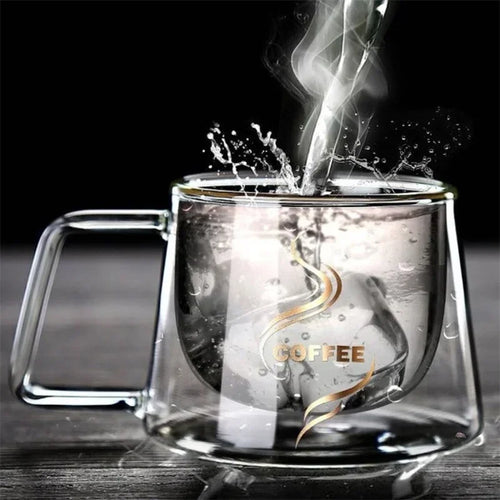Tasse expresso verre double paroi avec anse