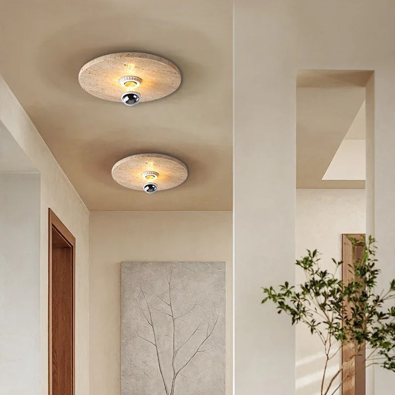 applique murale en pierre naturelle décorative rétro ronde led - vue 4 sur 8