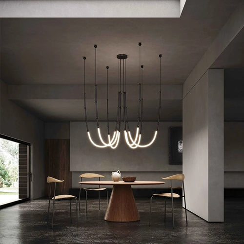 lustre linéaire à led design en acier inoxydable minimaliste - vue 3 sur 16