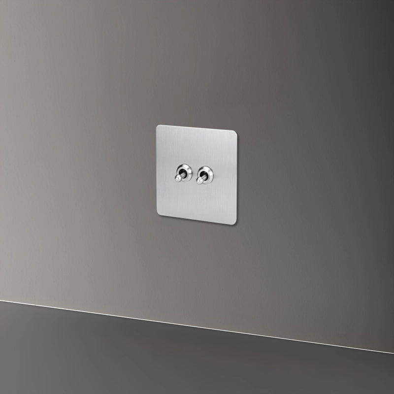 Interrupteur simple 1 voie intermédiaire switch en acier gris clair brossé bords arrondis