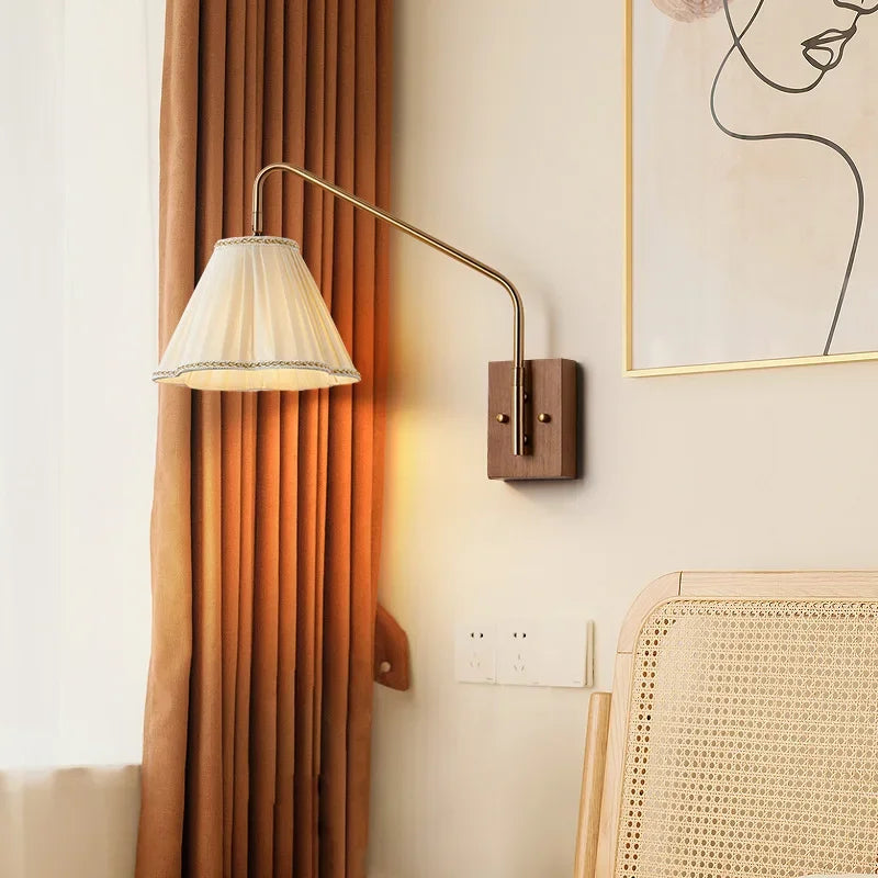 Retro Bedroom Wall Lamp, Nordic Nostalgic Wooden Homestay, Living Room, Dining Room, Study, Bedside Decoration, LED Wall Lamp - vue 4 sur 8