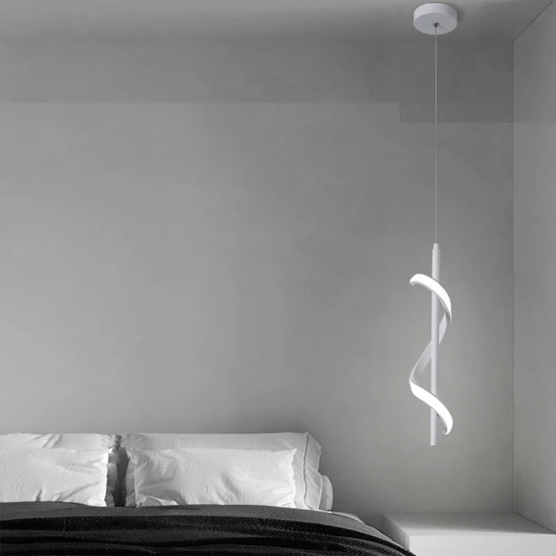 suspension led modernes avec long câble spirale