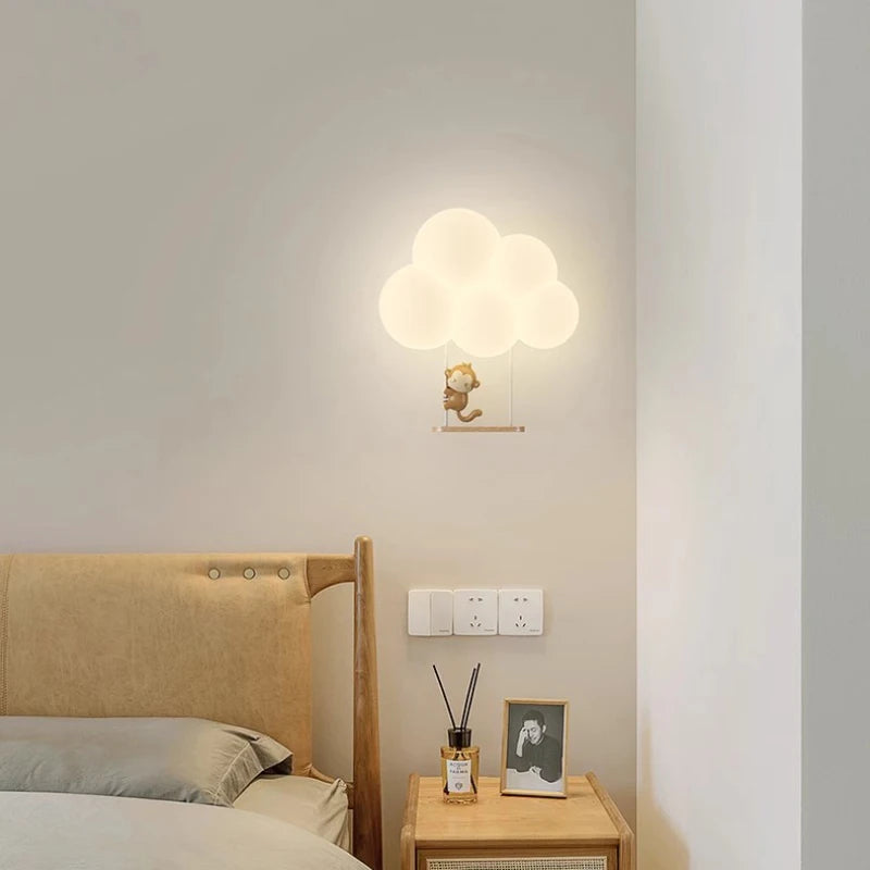 appliques murales led minimalistes singe lapin nuage pour enfants