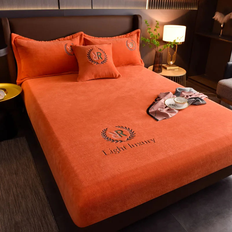 drap-housse en peluche douce et flanelle solide