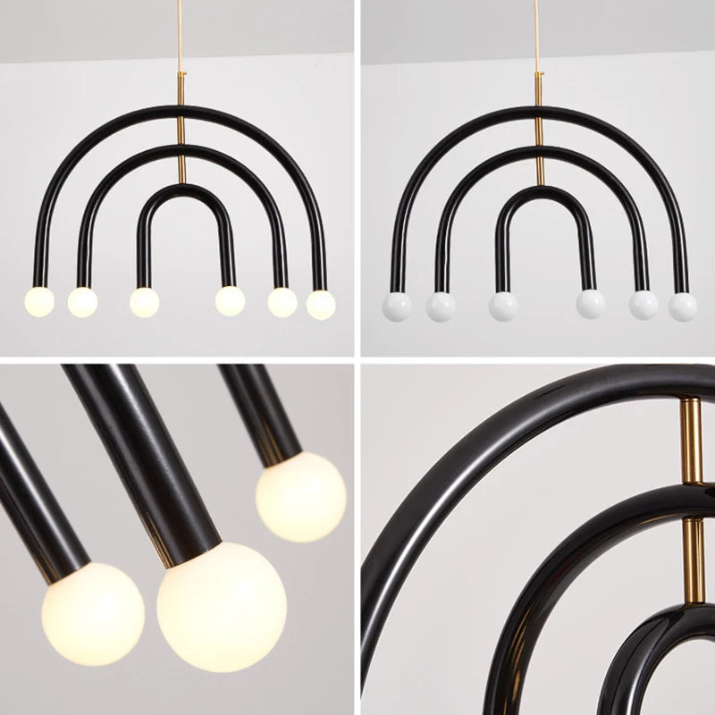 lustre arc-en-ciel métallique fil art déco suspendu réglable - vue 5 sur 22