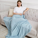 Plaid tricoté jacquard à pompons style nordique décoratif