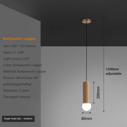 suspension noyer lustre chinois barre tête lampes - vue 10 sur 13