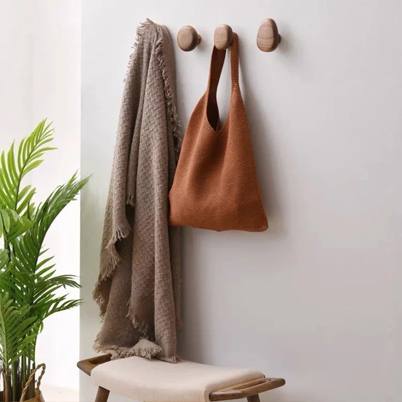 porte-manteau mural en bois naturel pour rangement décoratif - vue 4 sur 12