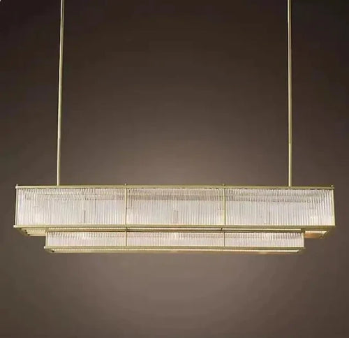 lustre led style loft américain en métal et tubes de verre - vue 11 sur 14