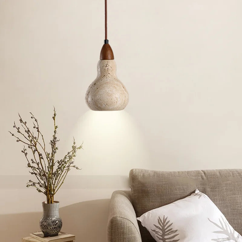 lustre suspendu vintage en pierre naturelle avec led