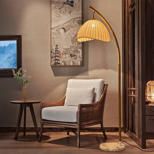 Wabi Sabi toile abat-jour lampadaire LED nordique bambou Design métal lampadaire nordique minimalisme salon Lustre lampe
