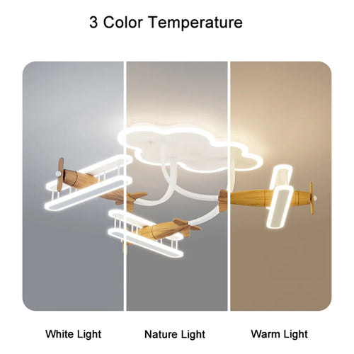 Creative Airplane Pendant Lamps Wooden Plane AC 220V 50W Children's Bedroom Ceiling Hanging Light Boy Girl Room Decorative Light - vue 6 sur 10