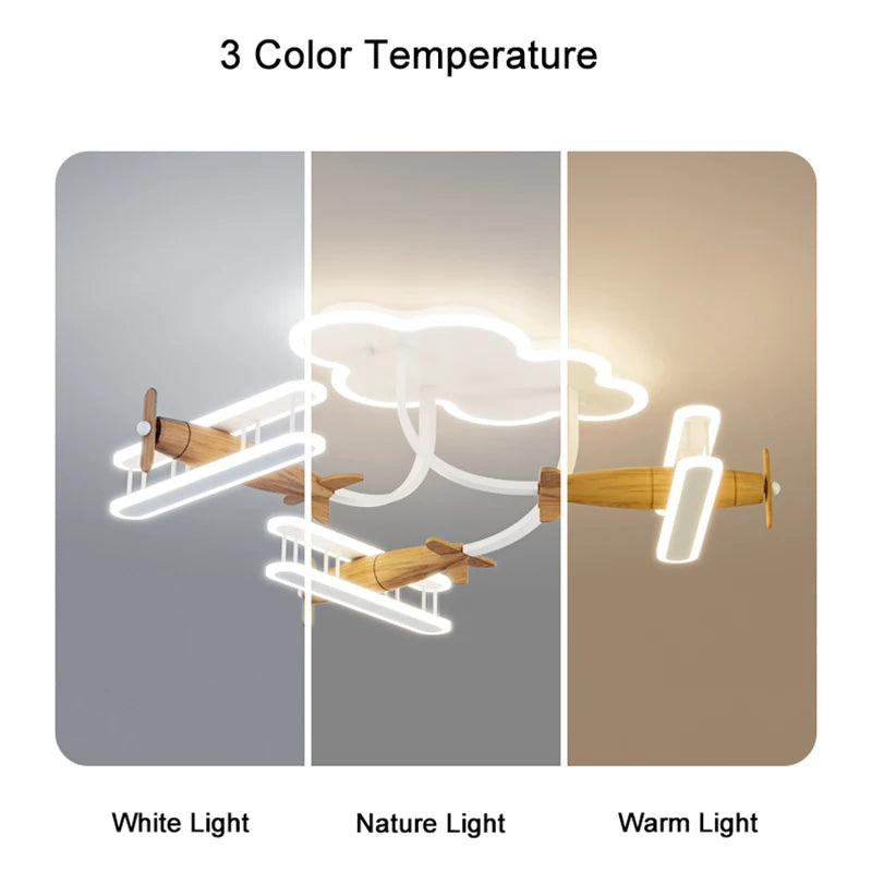 Creative Airplane Pendant Lamps Wooden Plane AC 220V 50W Children's Bedroom Ceiling Hanging Light Boy Girl Room Decorative Light - vue 5 sur 10