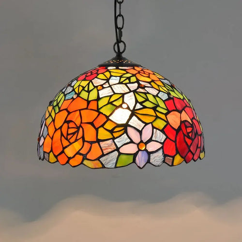Lustre en verre coloré Tiffany rétro européen - vue 24 sur 29