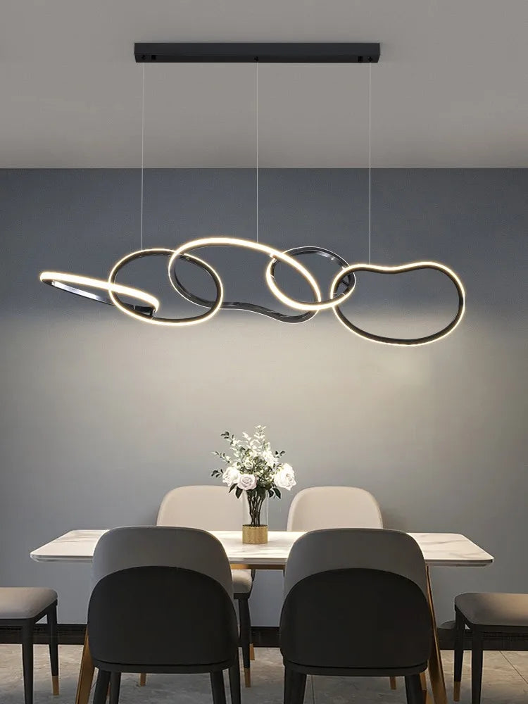 Nouveau lustre Simple moderne île Restaurant suspension nordique luxe créatif en acier inoxydable galvanisé suspension