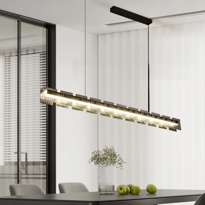 suspension moderne en acier inoxydable avec éclairage led élégant - vue 3 sur 9