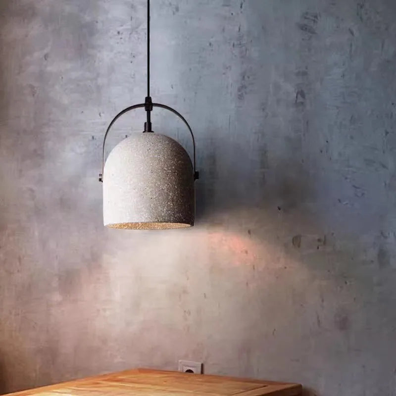 suspension en béton design abat-jour terrazzo style industriel créatif