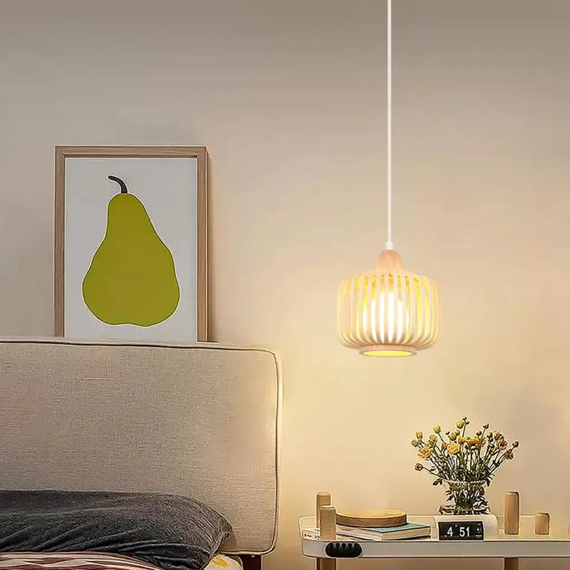 plafonnier en bambou tricoté à la main pour décoration créative