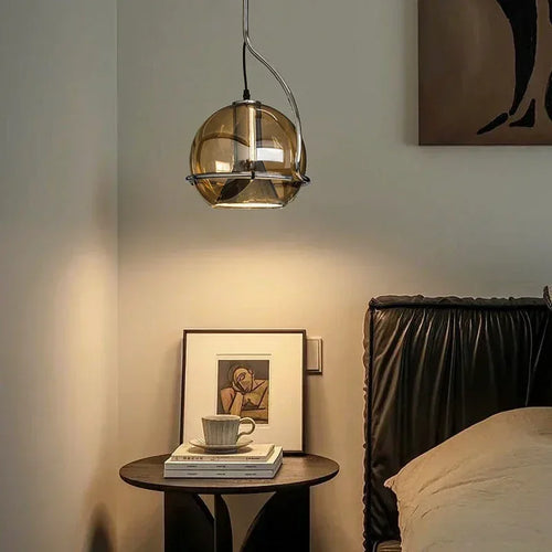 suspension en verre ambré style nordique moderne luminaire décoratif - vue 4 sur 7