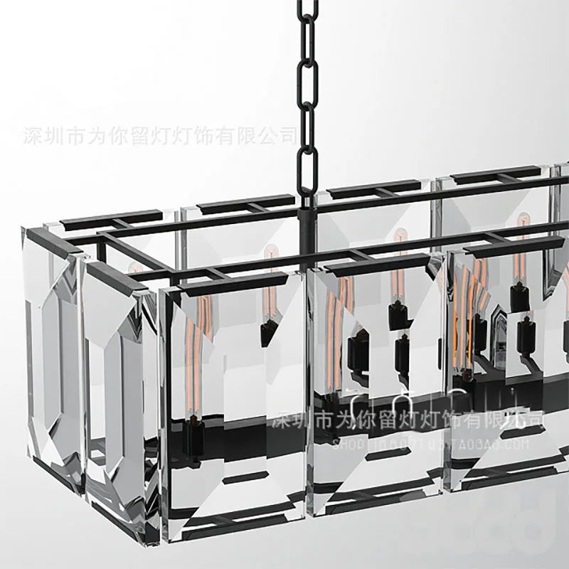 lustre moderne en cristal k9 suspension rectangulaire grande taille - vue 6 sur 15