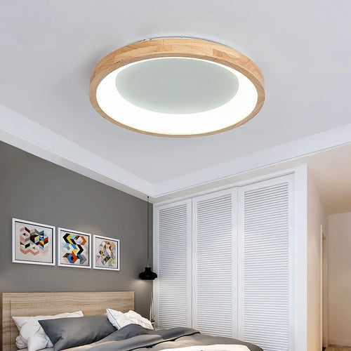 lampes de plafond en bois massif led simple japonais - vue 7 sur 9