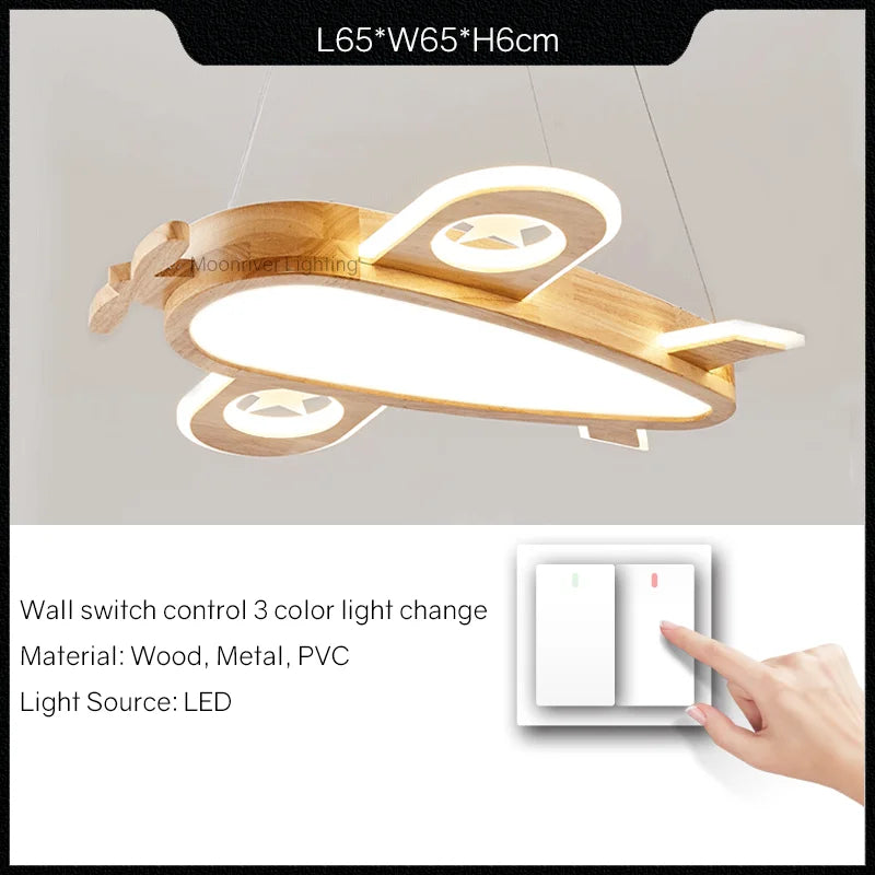 lustre en bois pour chambre d'enfant suspension décorative - vue 13 sur 15