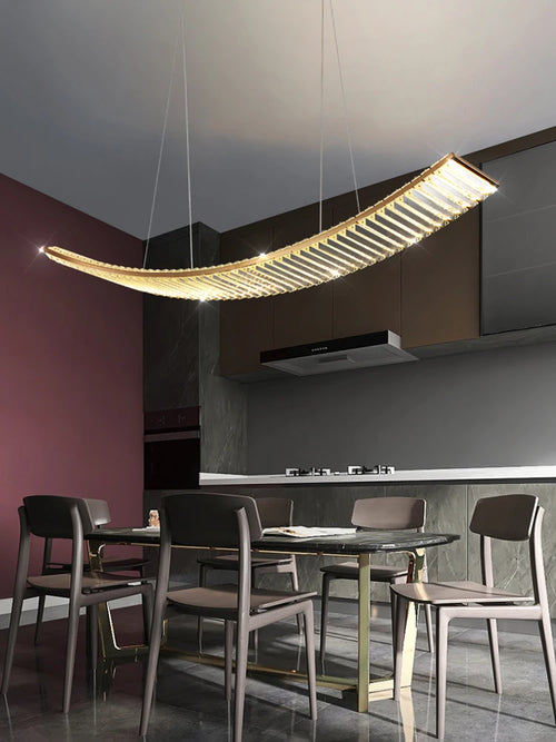 lustre led nordique en cristal pour cuisine moderne rectangulaire - vue 5 sur 8