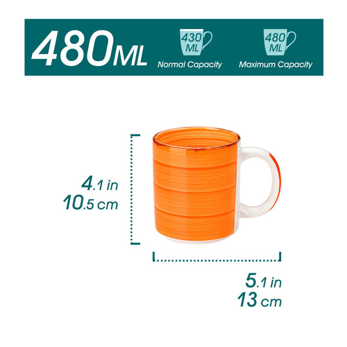 Service tasses grès motif artisanal grande capacité