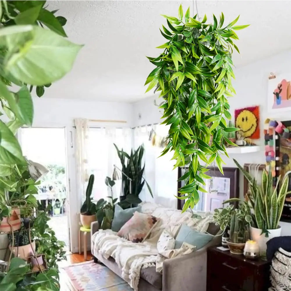 plantes suspendues en bambou pour décoration extérieure jardin