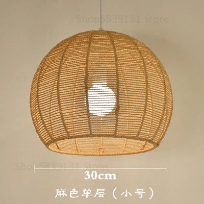 luminaire led nordique moderne en fer et corde de chanvre - vue 9 sur 14
