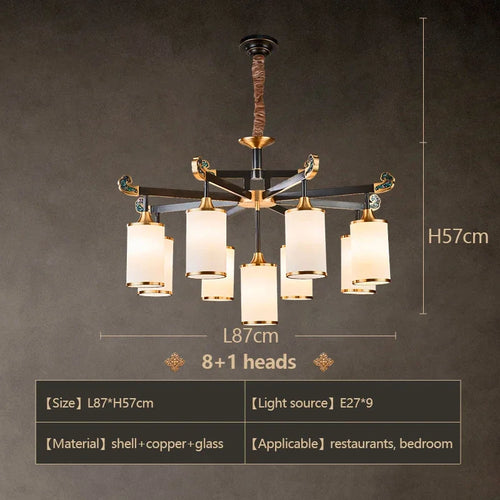 lustre en cuivre design style chinois pour éclairage moderne