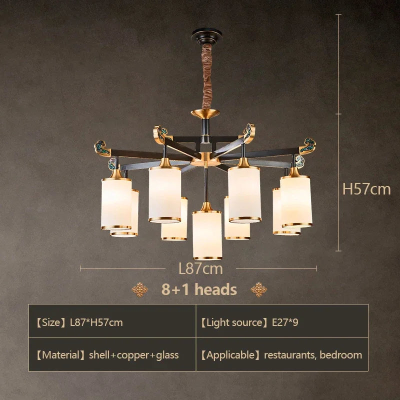 lustre en cuivre design style chinois pour éclairage moderne