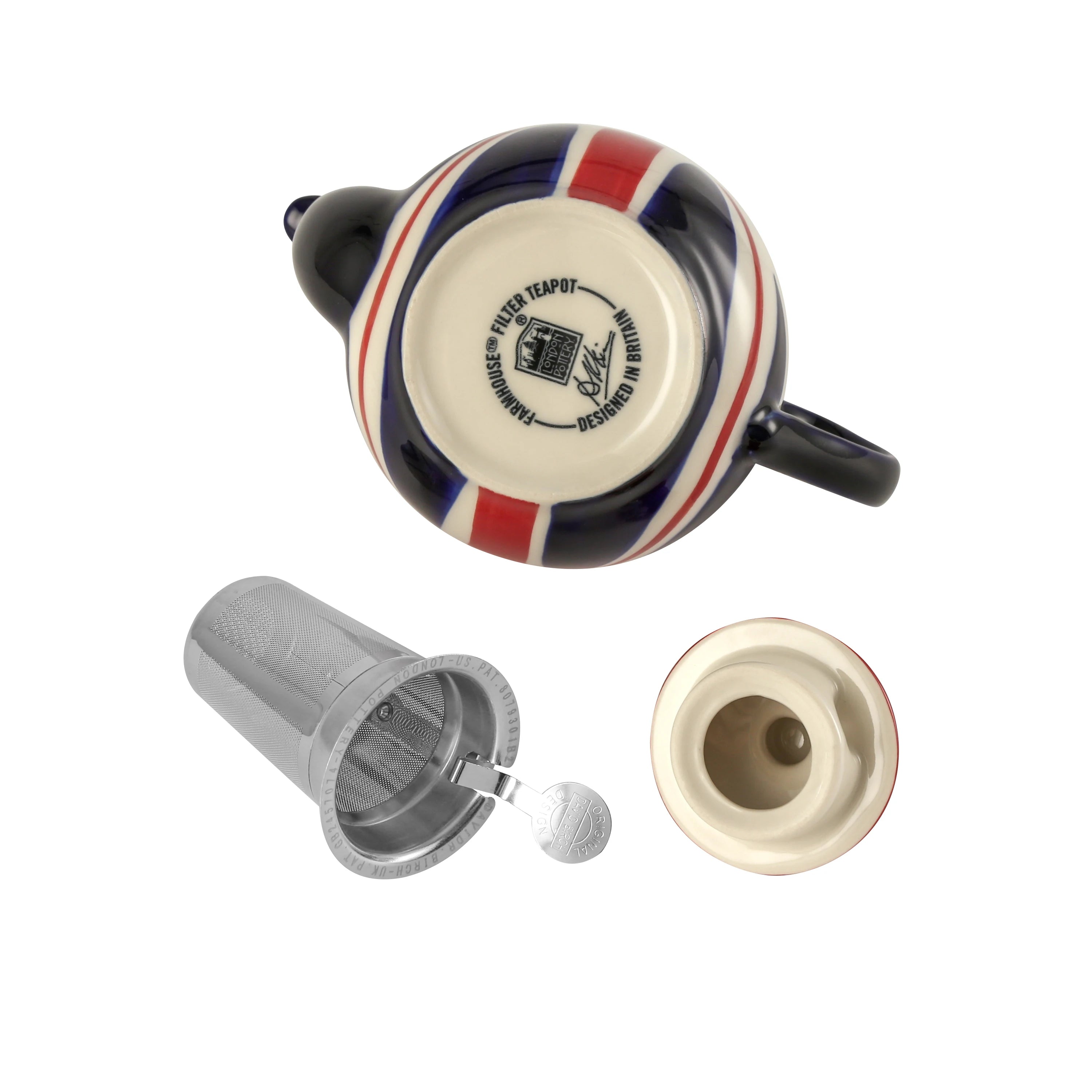 Théière céramique motif drapeau britannique infuseur inox - vue 6 sur 7