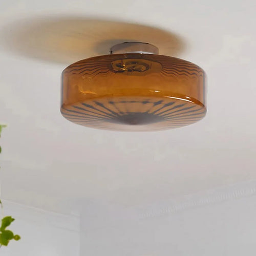 plafonnier led rond en verre ondulé rétro décoratif d'intérieur - vue 2 sur 9