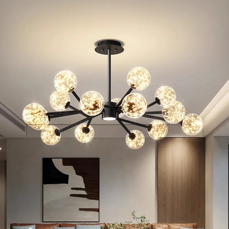 lustre décoration intérieur avec lampes suspendues fantaisie - vue 6 sur 7
