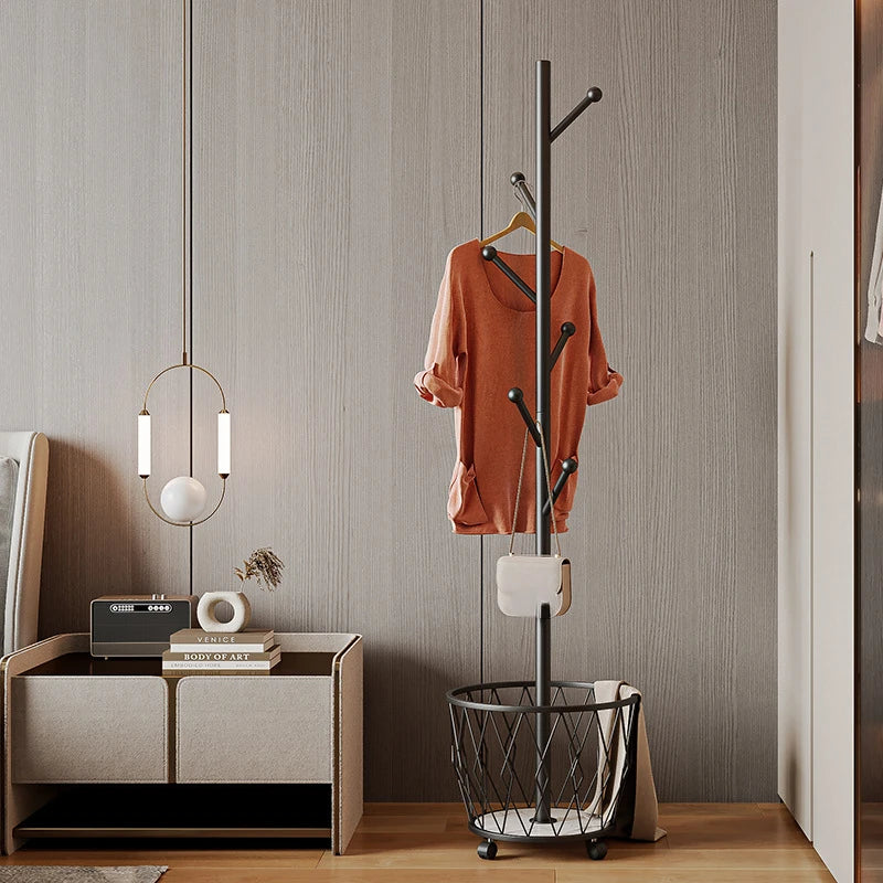 cintre à vêtements moderne avec étagère mobile à roulettes - vue 4 sur 12