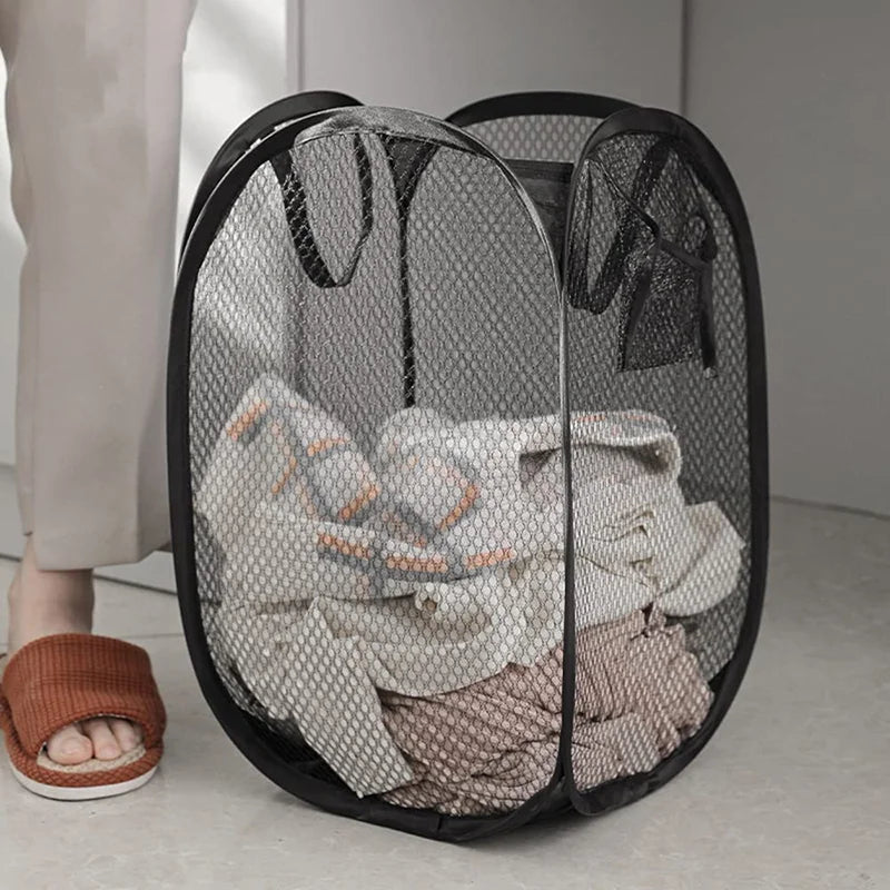 panier à linge pliable sac de rangement en filet polyvalent - vue 8 sur 8