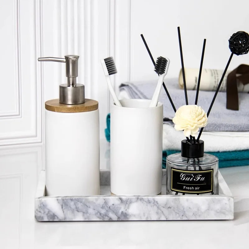 porte-brosse à dents en céramique style nordique avec base en bois - vue 7 sur 22