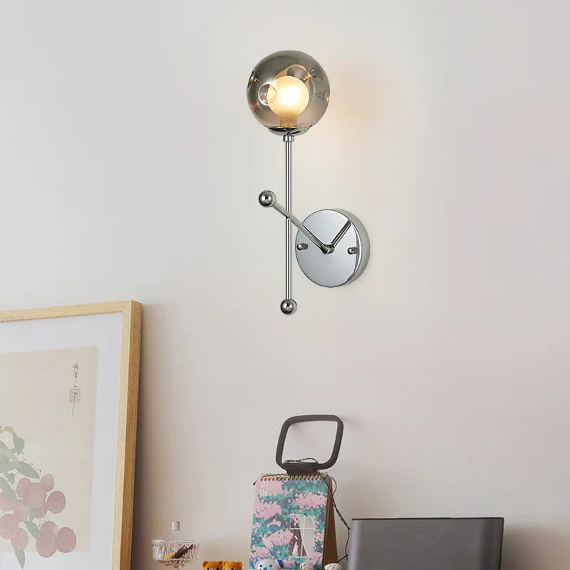 applique murale verre gris fumée claire métal chromé - vue 5 sur 10