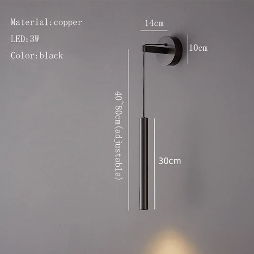 applique murale led de luxe en cuivre hauteur réglable ambiance chaude