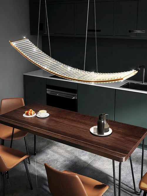lustre led nordique en cristal pour cuisine moderne rectangulaire - vue 3 sur 8