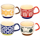 Ensemble 4 tasses empilables style japonais rétro céramique