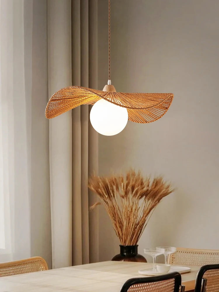 lustre suspendu en bois style japonais pour décoration intérieure - vue 2 sur 5