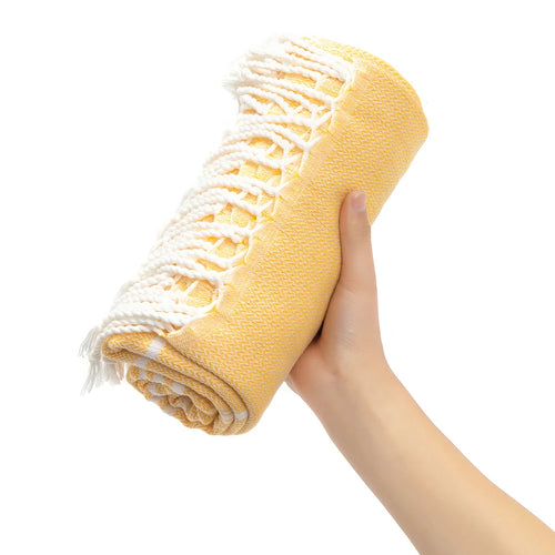 Serviette de plage turque rayures franges coton absorbante