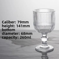 Verres a vin rayes tige courte large ouverture