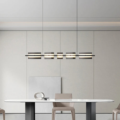 lustre minimaliste italien en cuivre et verre moderne - vue 5 sur 8